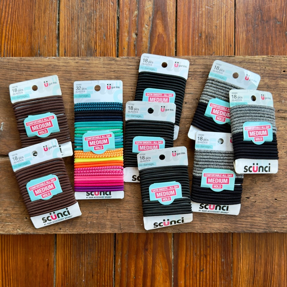 NWT Scünci no damage comfortable all day medium hold hair elastics 175pc